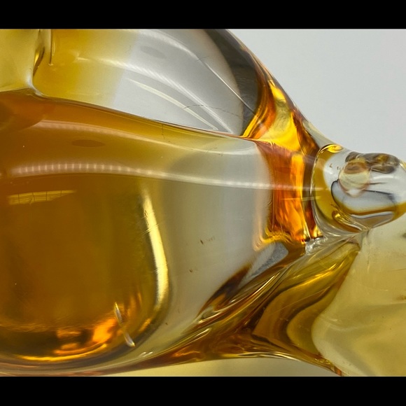 Amber Handblown Murano Glass Bird R Anatra Signed - Picture 14 of 14